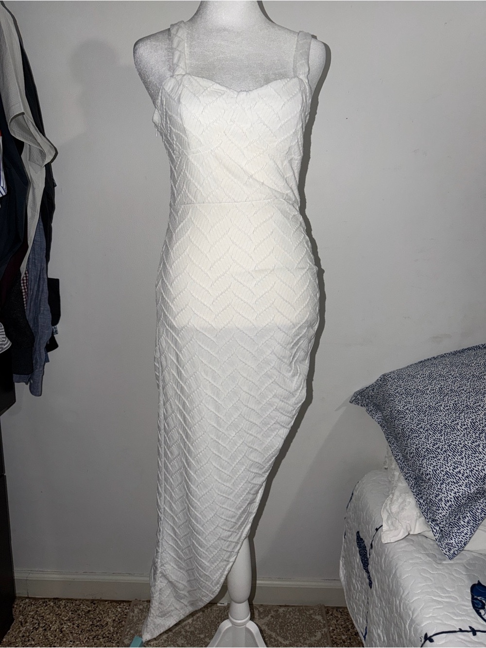 SHEIN White Asymmetrical Maxi Dress